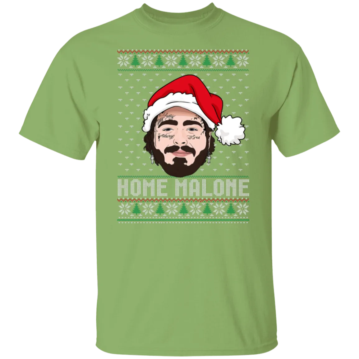 Home Malone Gildan T-Shirt – Post Malone & Home Alone Inspired Ugly Christmas Sweater Design