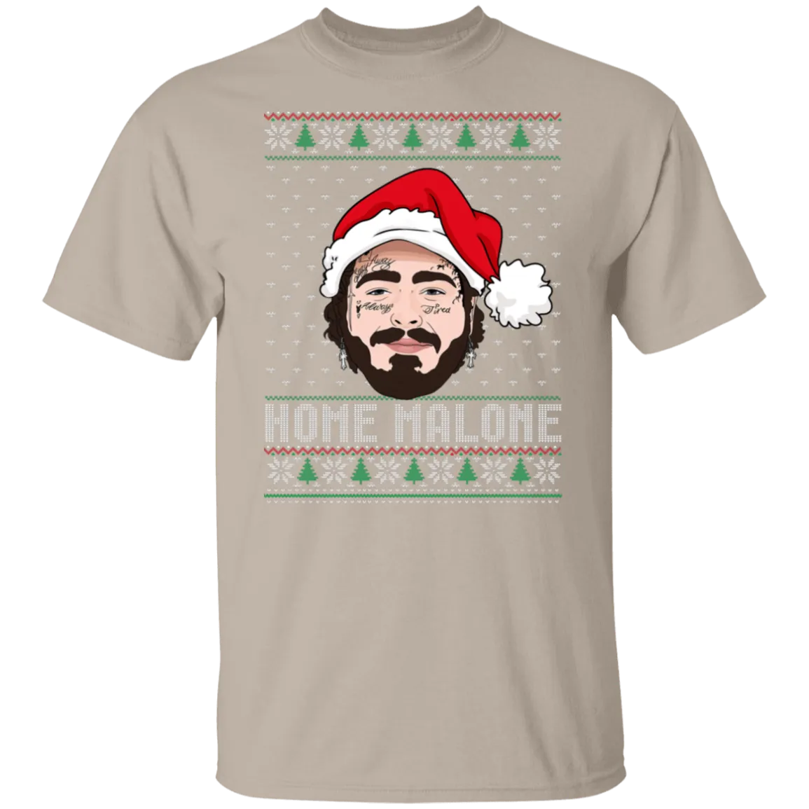 Home Malone Gildan T-Shirt – Post Malone & Home Alone Inspired Ugly Christmas Sweater Design