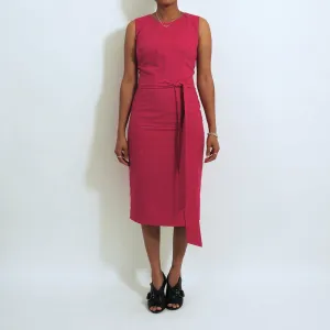 Hot Pink Cotton Sleeveless Round Neck Fitted Top | ALPHONSINA