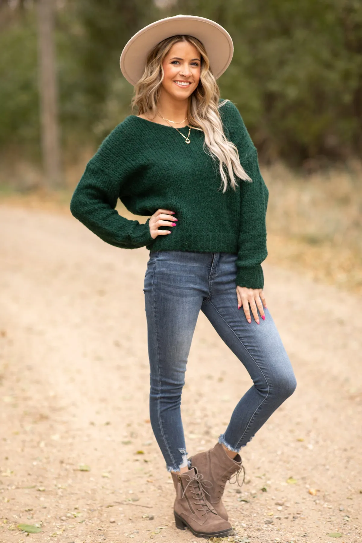Hunter Green V-Neck Sweater