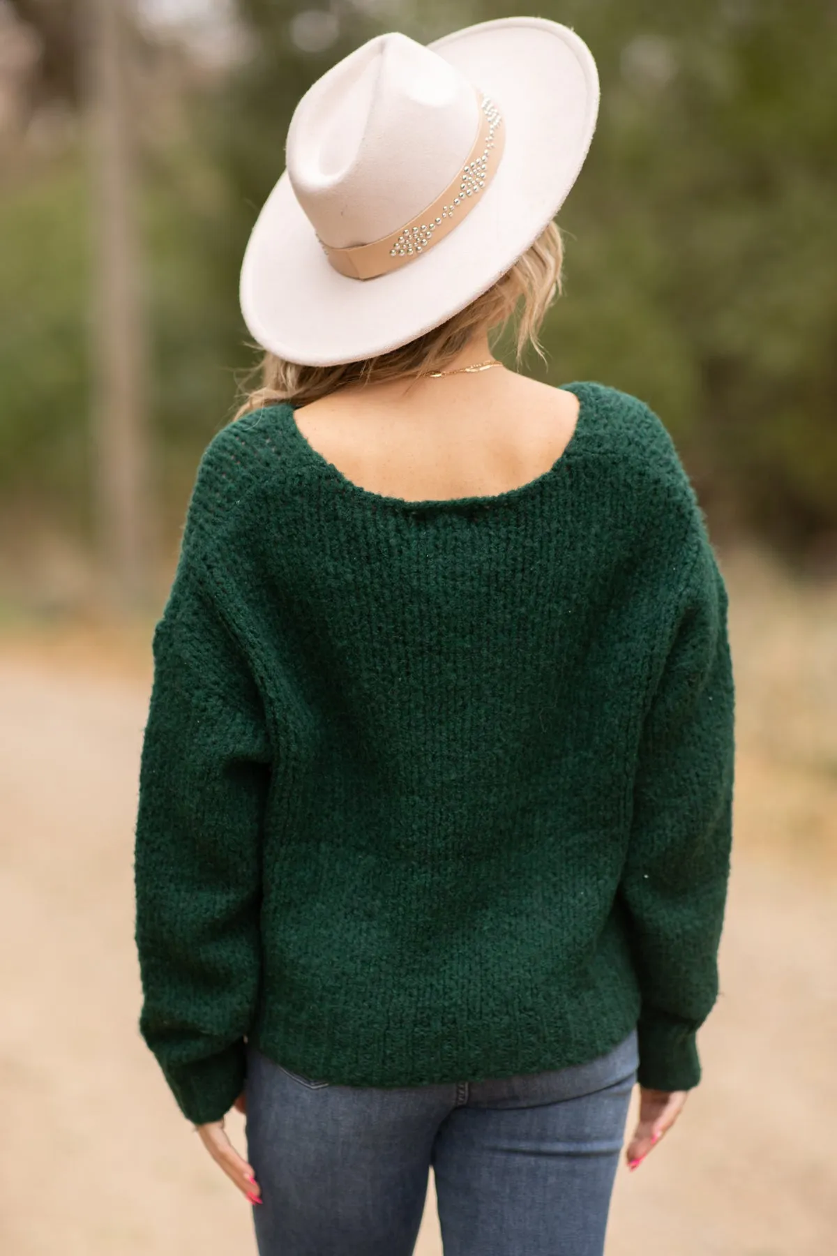Hunter Green V-Neck Sweater