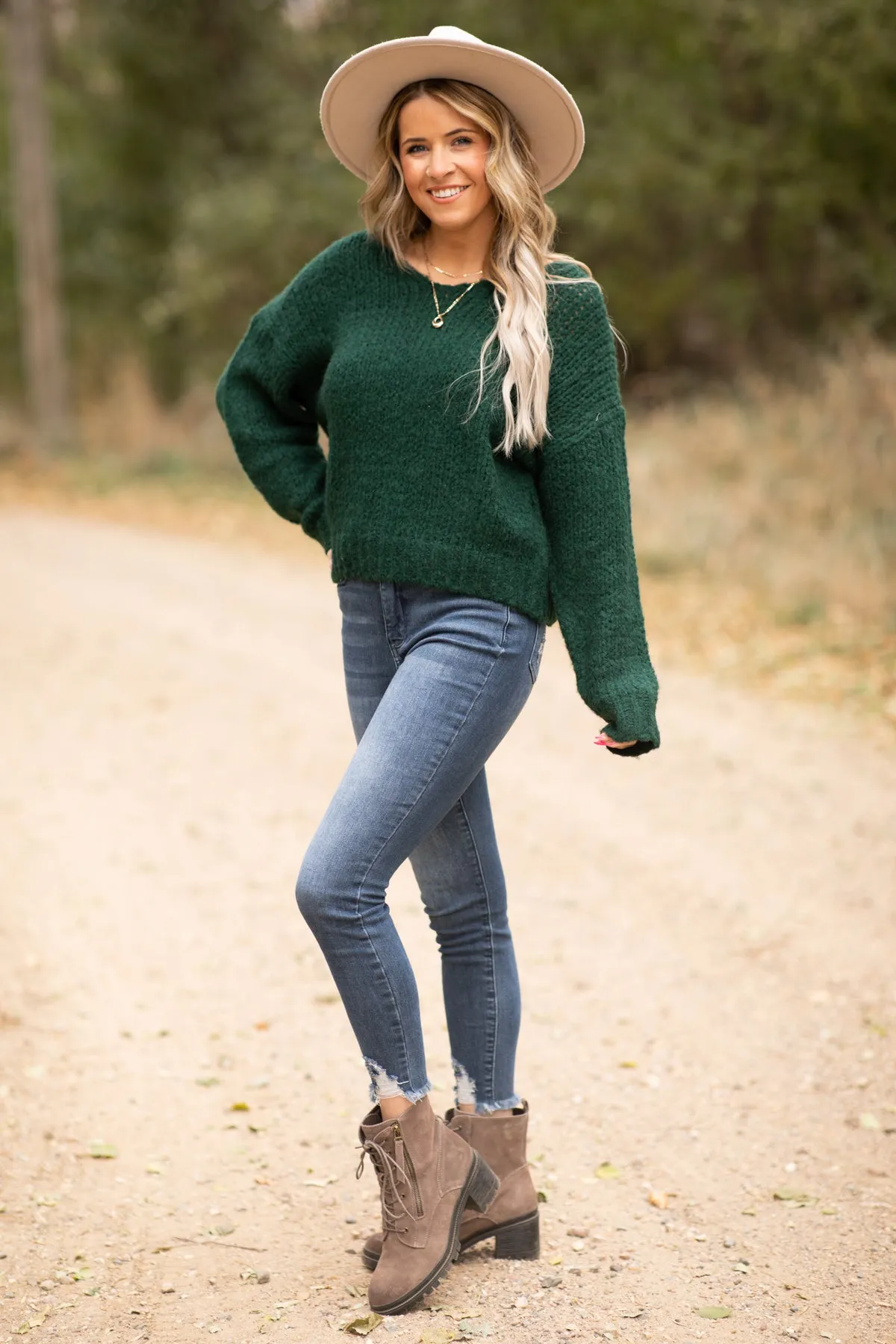Hunter Green V-Neck Sweater
