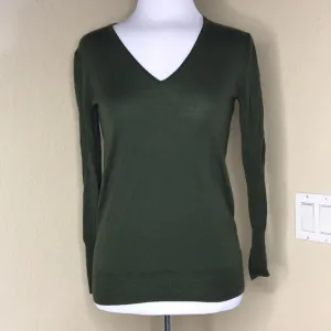 J. CREW Moss Green Thin Knitted V-Neck Sweater XXS