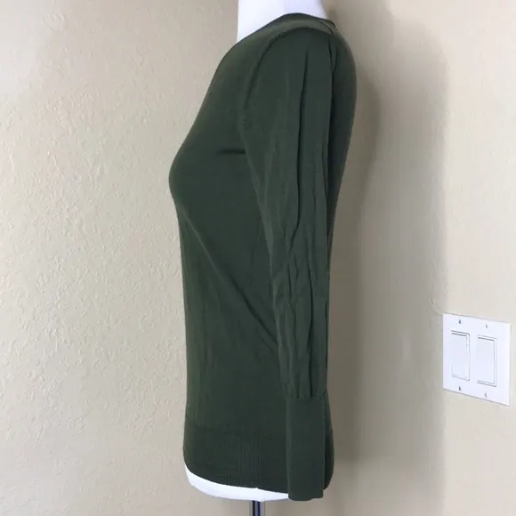 J. CREW Moss Green Thin Knitted V-Neck Sweater XXS