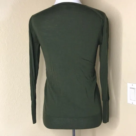 J. CREW Moss Green Thin Knitted V-Neck Sweater XXS