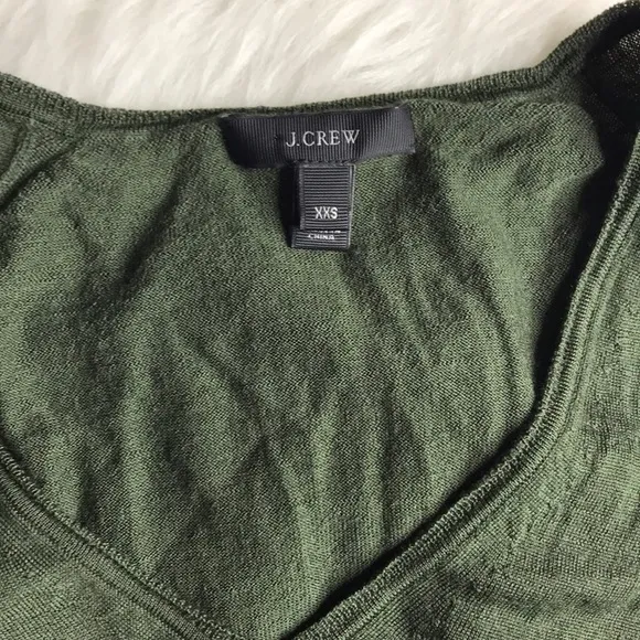 J. CREW Moss Green Thin Knitted V-Neck Sweater XXS