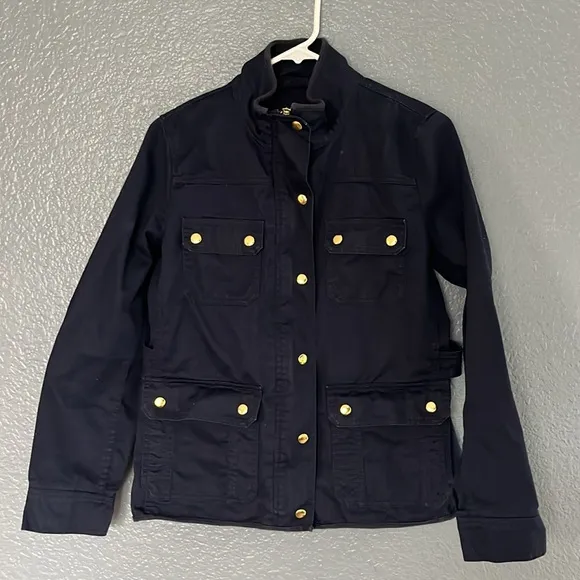 J. Crew Perfect Boyfriend Field Jacket Size Small Navy and Gold