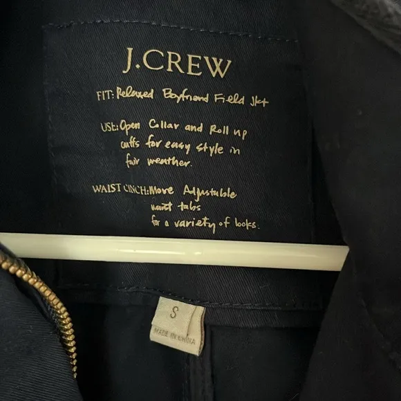 J. Crew Perfect Boyfriend Field Jacket Size Small Navy and Gold