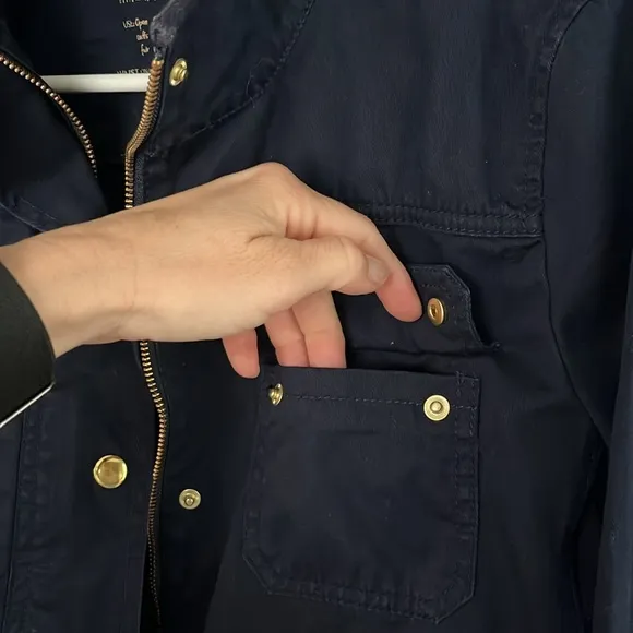 J. Crew Perfect Boyfriend Field Jacket Size Small Navy and Gold