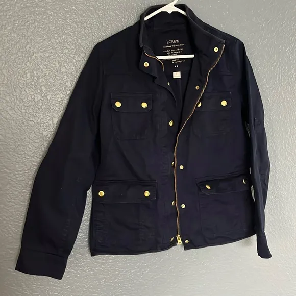 J. Crew Perfect Boyfriend Field Jacket Size Small Navy and Gold