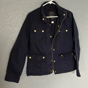 J. Crew Perfect Boyfriend Field Jacket Size Small Navy and Gold