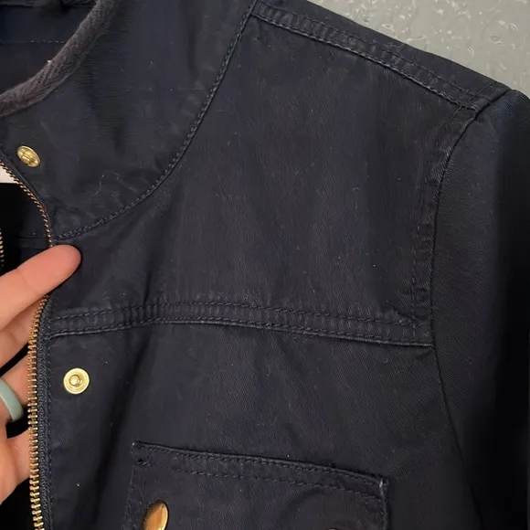 J. Crew Perfect Boyfriend Field Jacket Size Small Navy and Gold