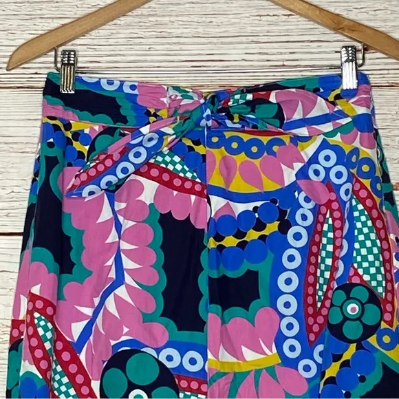 J Crew Tie Back Tulip Hem Skirt in Ratti Kaleidoscope Floral Sz 2