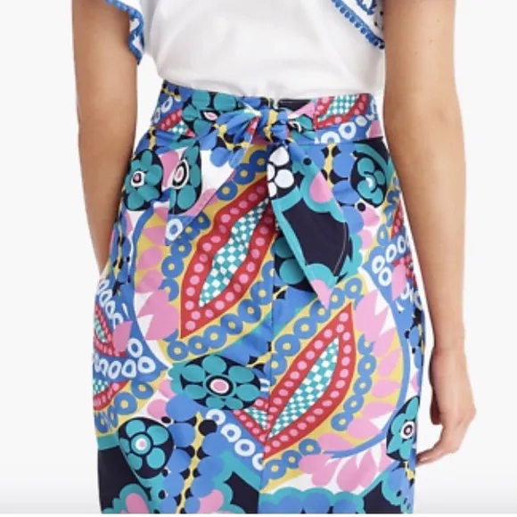 J Crew Tie Back Tulip Hem Skirt in Ratti Kaleidoscope Floral Sz 2