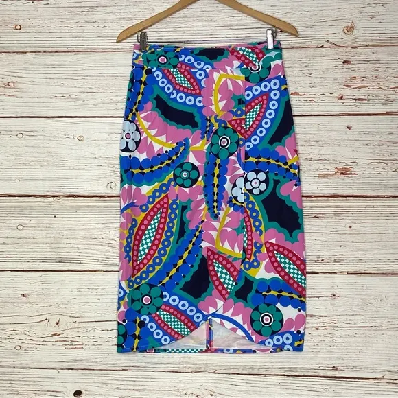 J Crew Tie Back Tulip Hem Skirt in Ratti Kaleidoscope Floral Sz 2