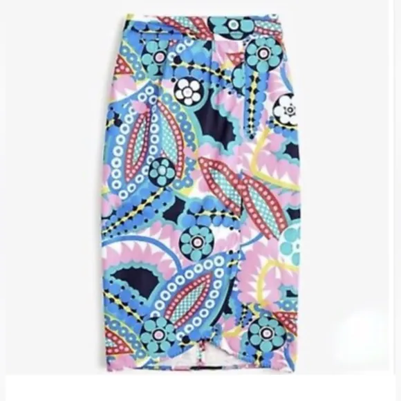 J Crew Tie Back Tulip Hem Skirt in Ratti Kaleidoscope Floral Sz 2