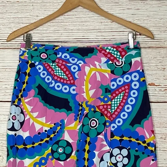 J Crew Tie Back Tulip Hem Skirt in Ratti Kaleidoscope Floral Sz 2