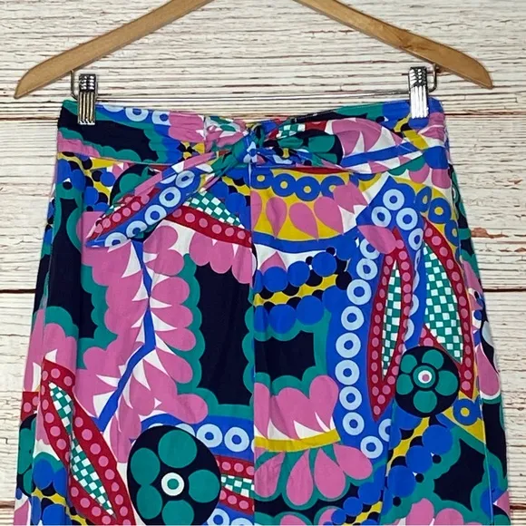 J Crew Tie Back Tulip Hem Skirt in Ratti Kaleidoscope Floral Sz 2
