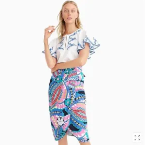 J. Crew Tie-back tulip skirt Ratti kaleidoscope floral