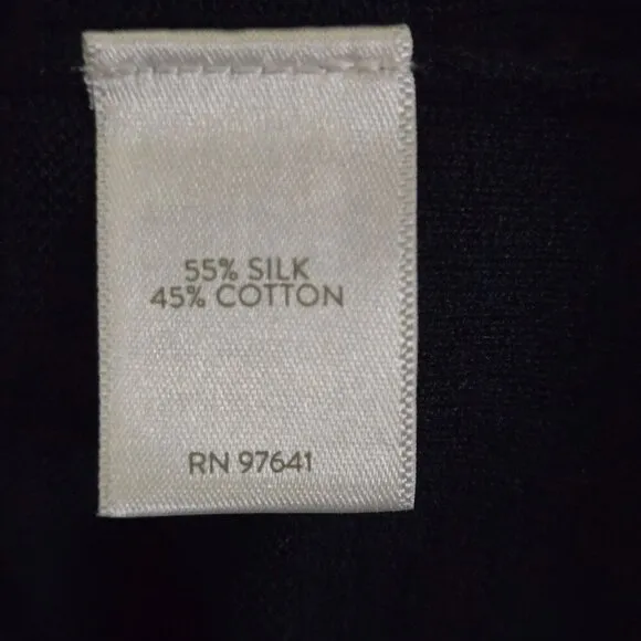 J. Jill Silk Cotton Blend Navy V Neck Classic Sweater Size S