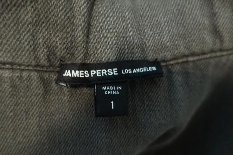 James Perse Twill Utility Jacket Olive Cotton Size 1 Hooded Anorak