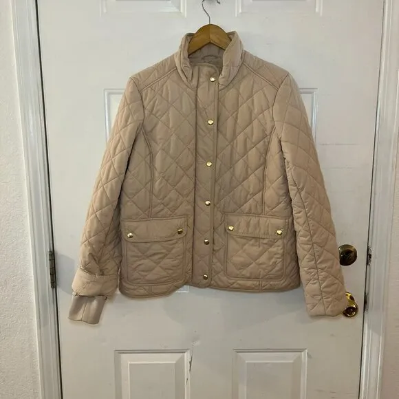 J.Crew Beige Woman's Quilted Chore Barn Field Jacket Sz Lr