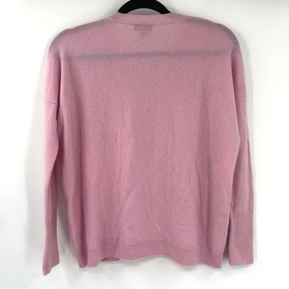 J.CREW Cashmere V-Neck Boyfriend Sweater 100% Cashmere Pink XS Oversize Pullover