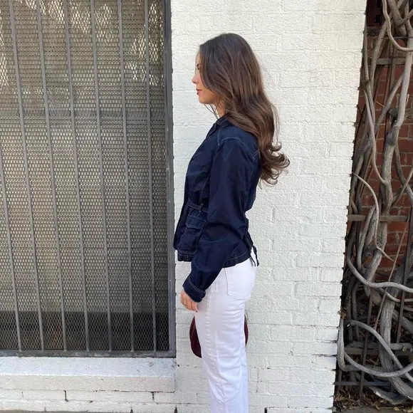 J.crew navy blue retro canvas utility jacket with adjustable tie back