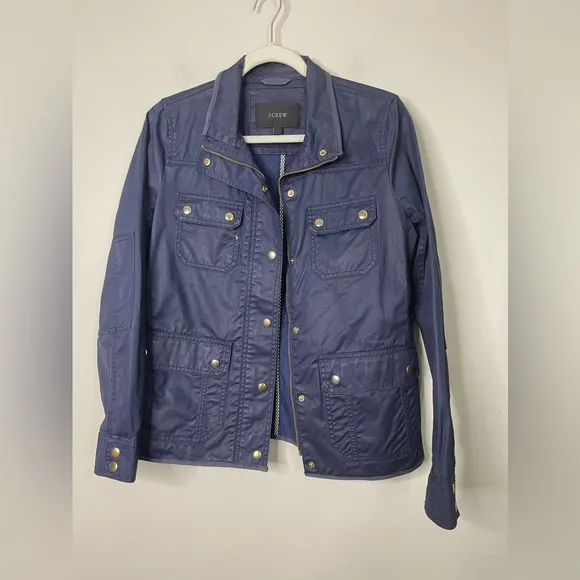 J.Crew navy Wax Waterproof Barn Field Chore 100% cotton jacket S Equastrian R