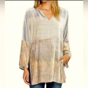 Johnny Was BIYA BY FINN  Boho Abstract VELVET KIMONO Kaftan Tunic XL