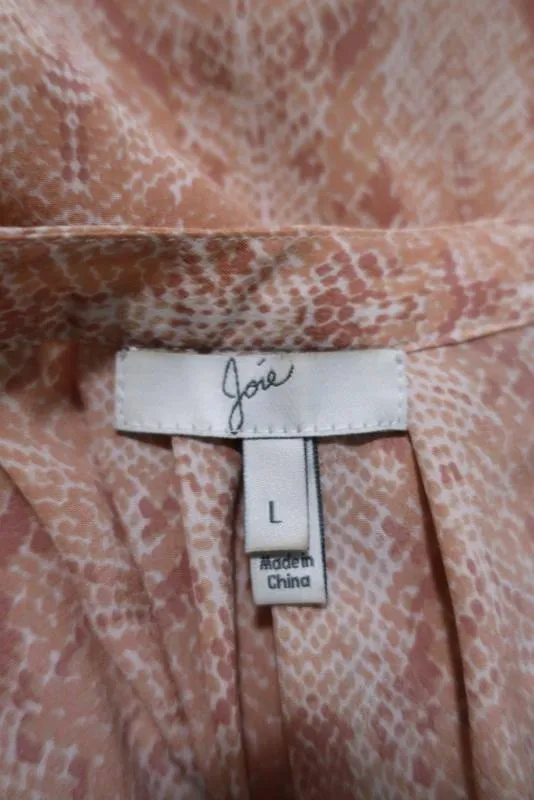 Joie Tank Top Aruna Pink Snakeskin Print Silk Size Large Sleeveless Blouse