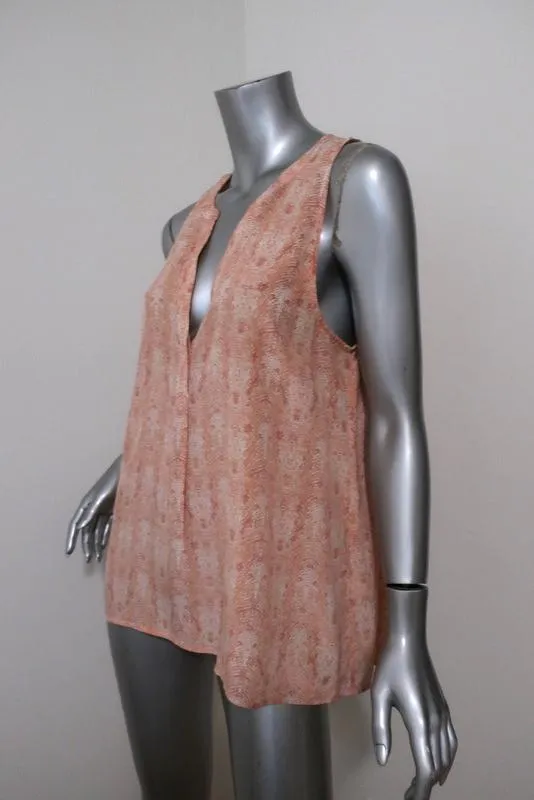 Joie Tank Top Aruna Pink Snakeskin Print Silk Size Large Sleeveless Blouse