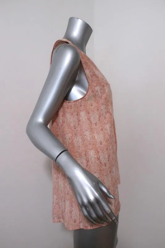 Joie Tank Top Aruna Pink Snakeskin Print Silk Size Large Sleeveless Blouse
