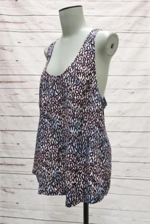 Joie Tank Top Drew B Electric Leopard Print Silk Size Large Racerback Blouse