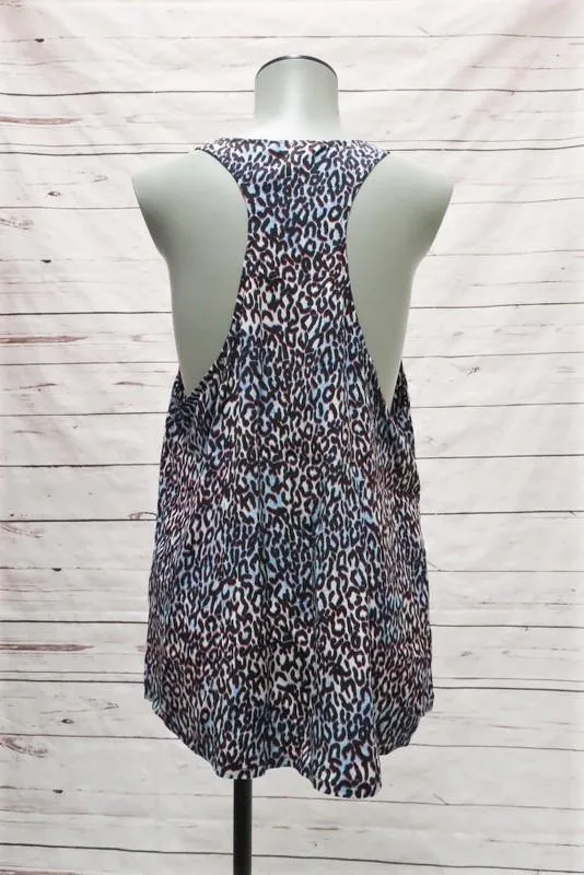 Joie Tank Top Drew B Electric Leopard Print Silk Size Large Racerback Blouse