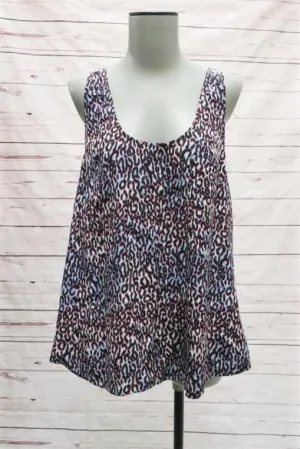 Joie Tank Top Drew B Electric Leopard Print Silk Size Large Racerback Blouse