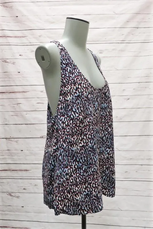 Joie Tank Top Drew B Electric Leopard Print Silk Size Large Racerback Blouse