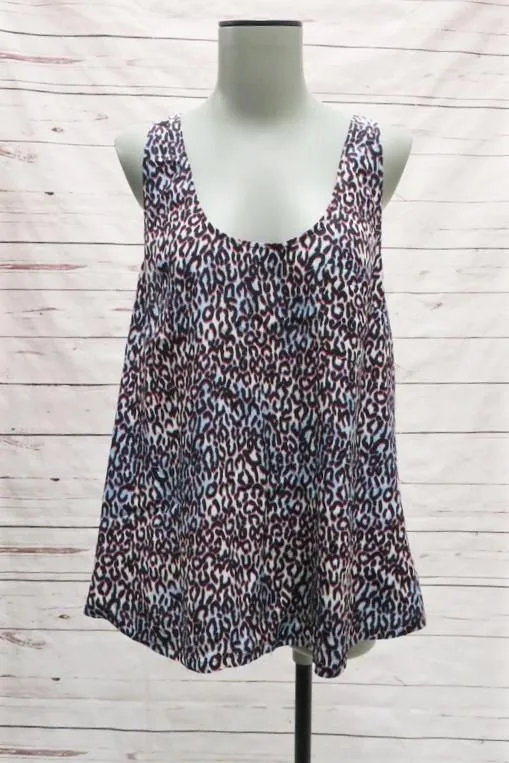 Joie Tank Top Drew B Electric Leopard Print Silk Size Large Racerback Blouse