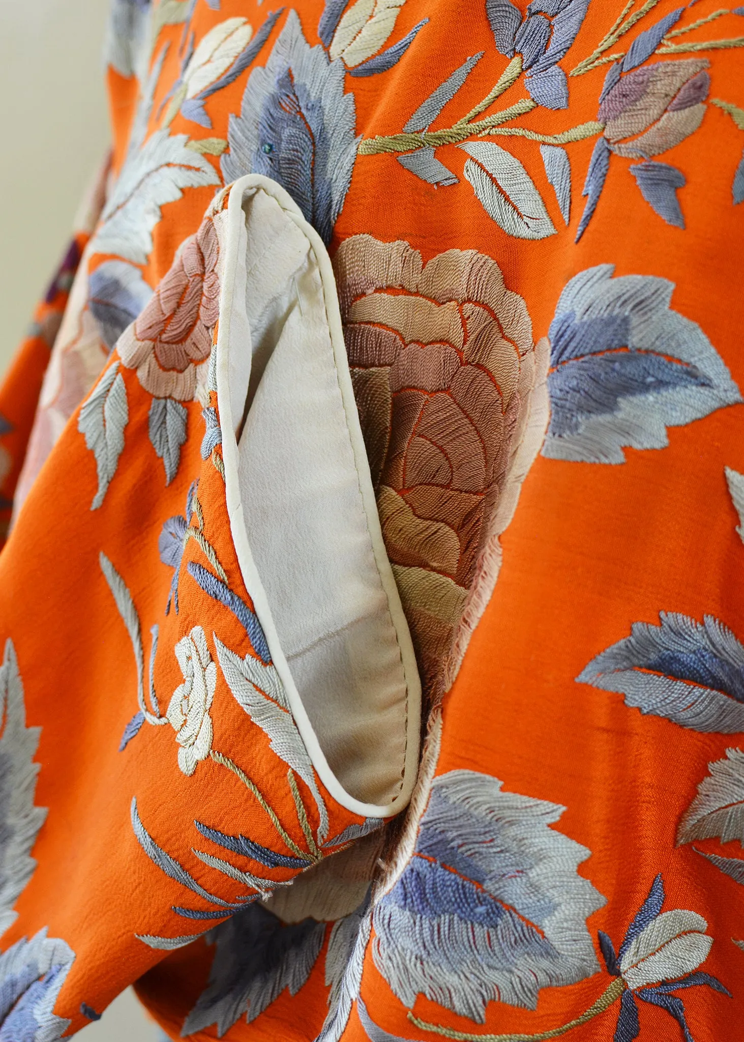 Jude Antique Hand Embroidered Burnt Orange Silk Crepe Crop Top