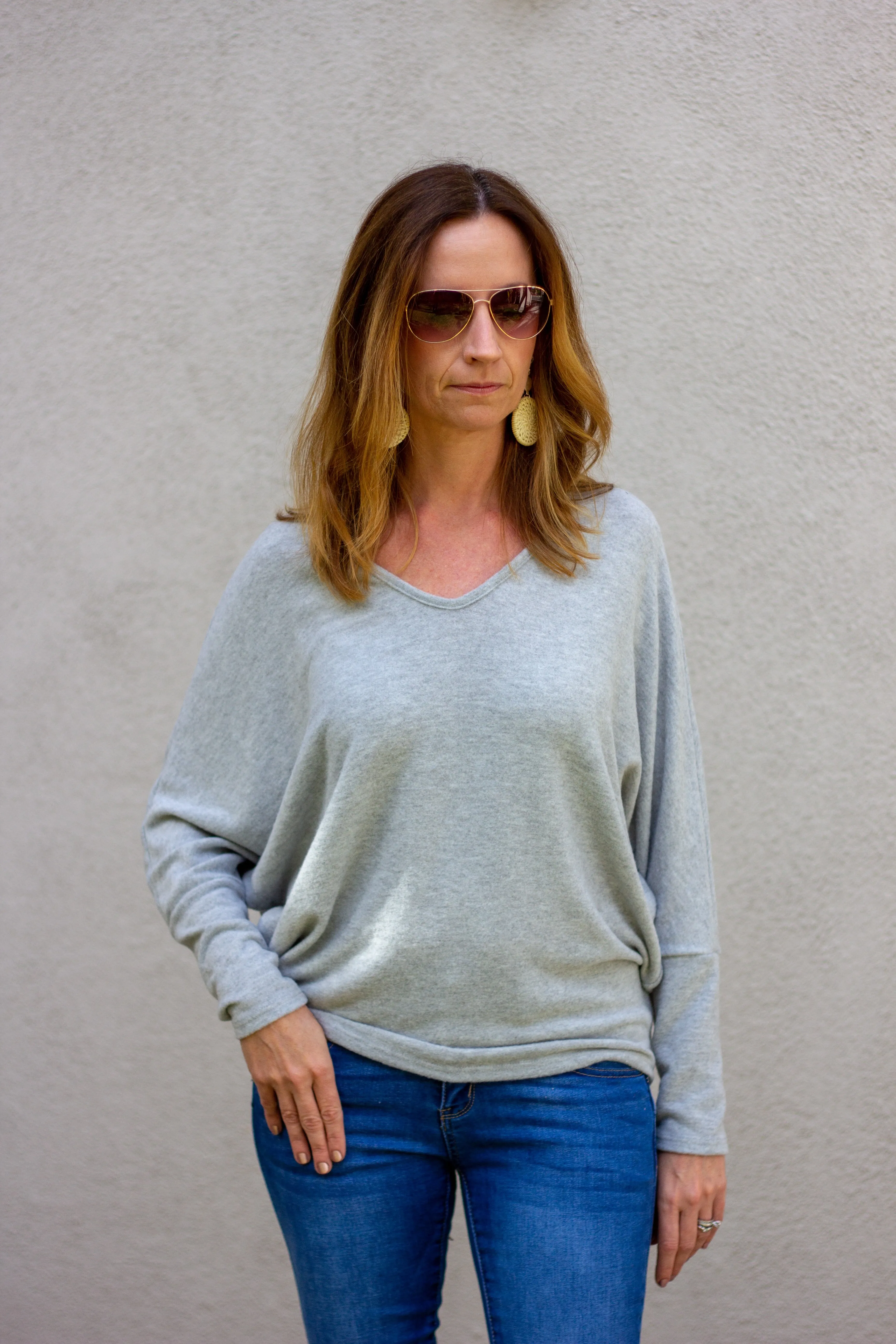 K6 Soft and fleecy v neck sweater
