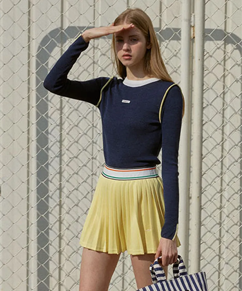 KANDINI Color Block Linen Knit - Navy