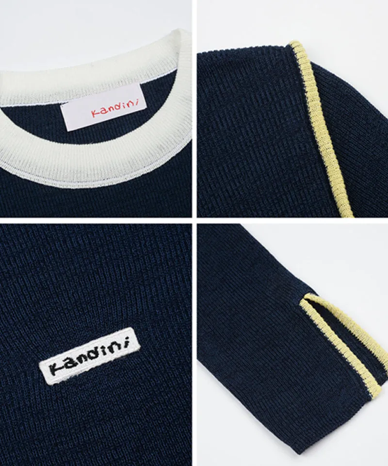KANDINI Color Block Linen Knit - Navy