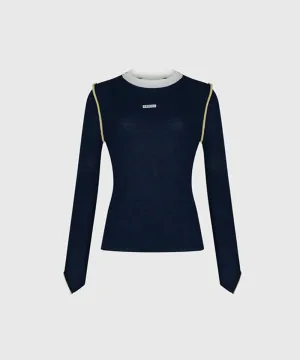 KANDINI Color Block Linen Knit - Navy