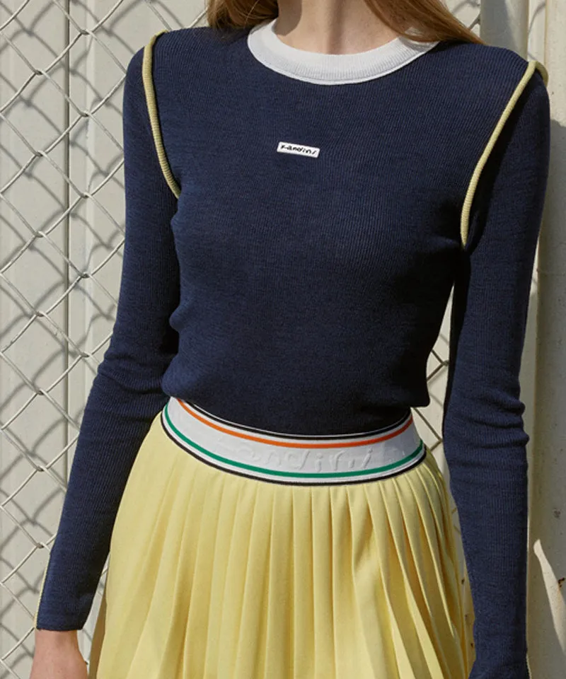 KANDINI Color Block Linen Knit - Navy