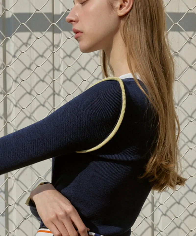KANDINI Color Block Linen Knit - Navy