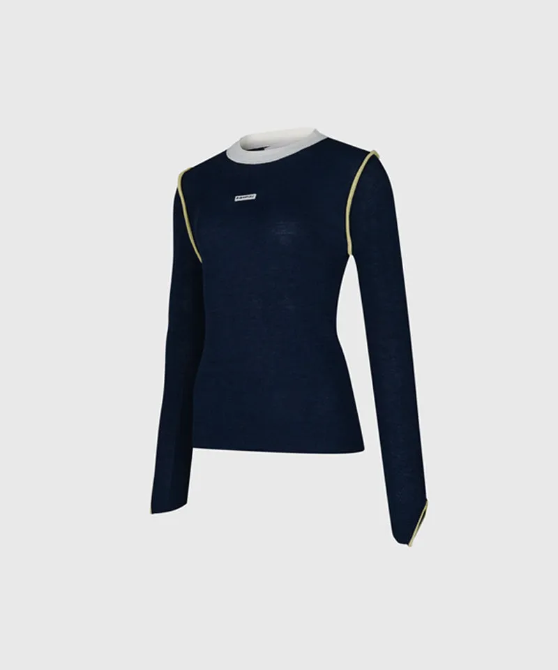 KANDINI Color Block Linen Knit - Navy