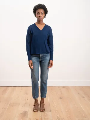 kara v neck sweater - midnight