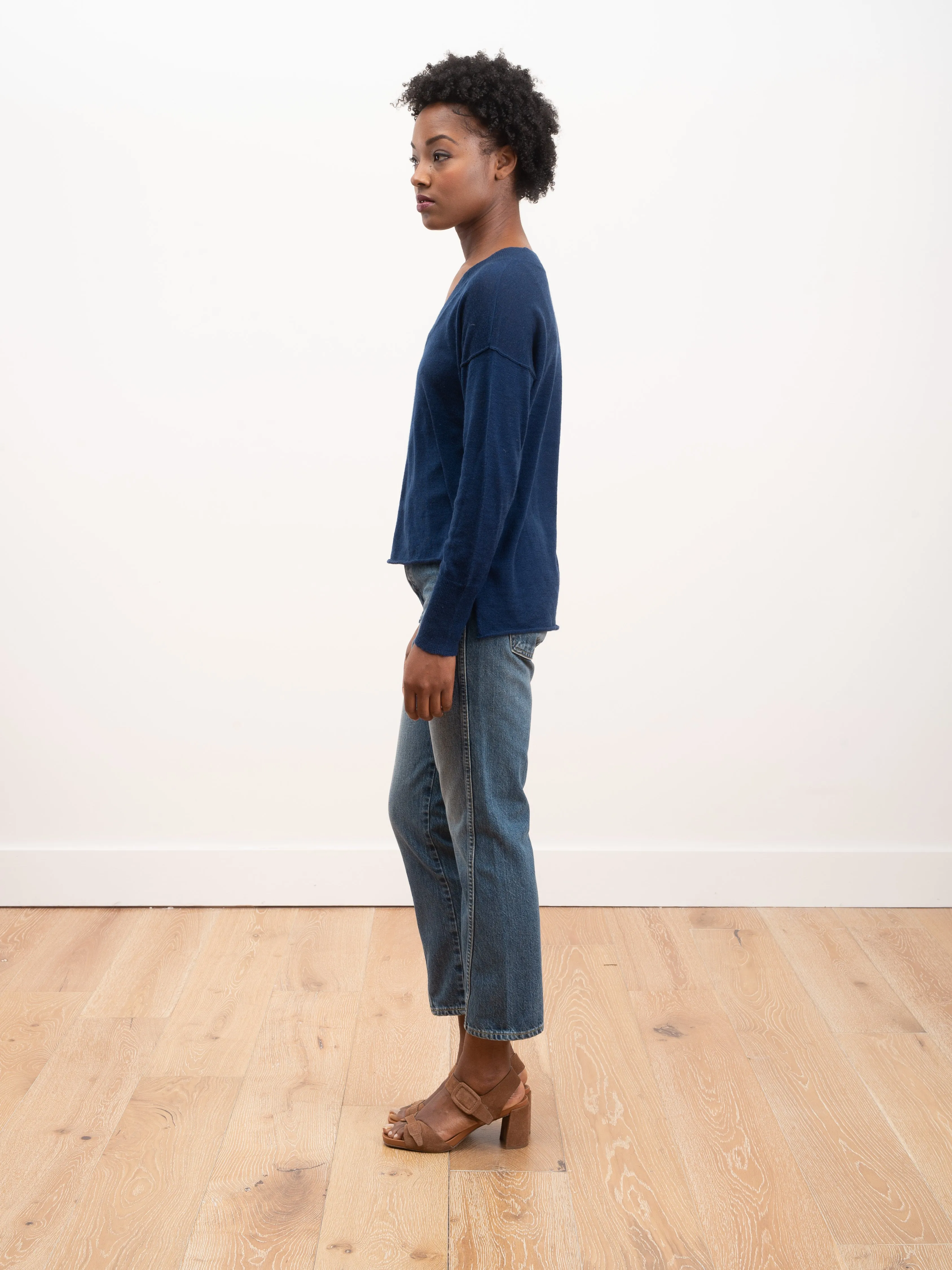 kara v neck sweater - midnight