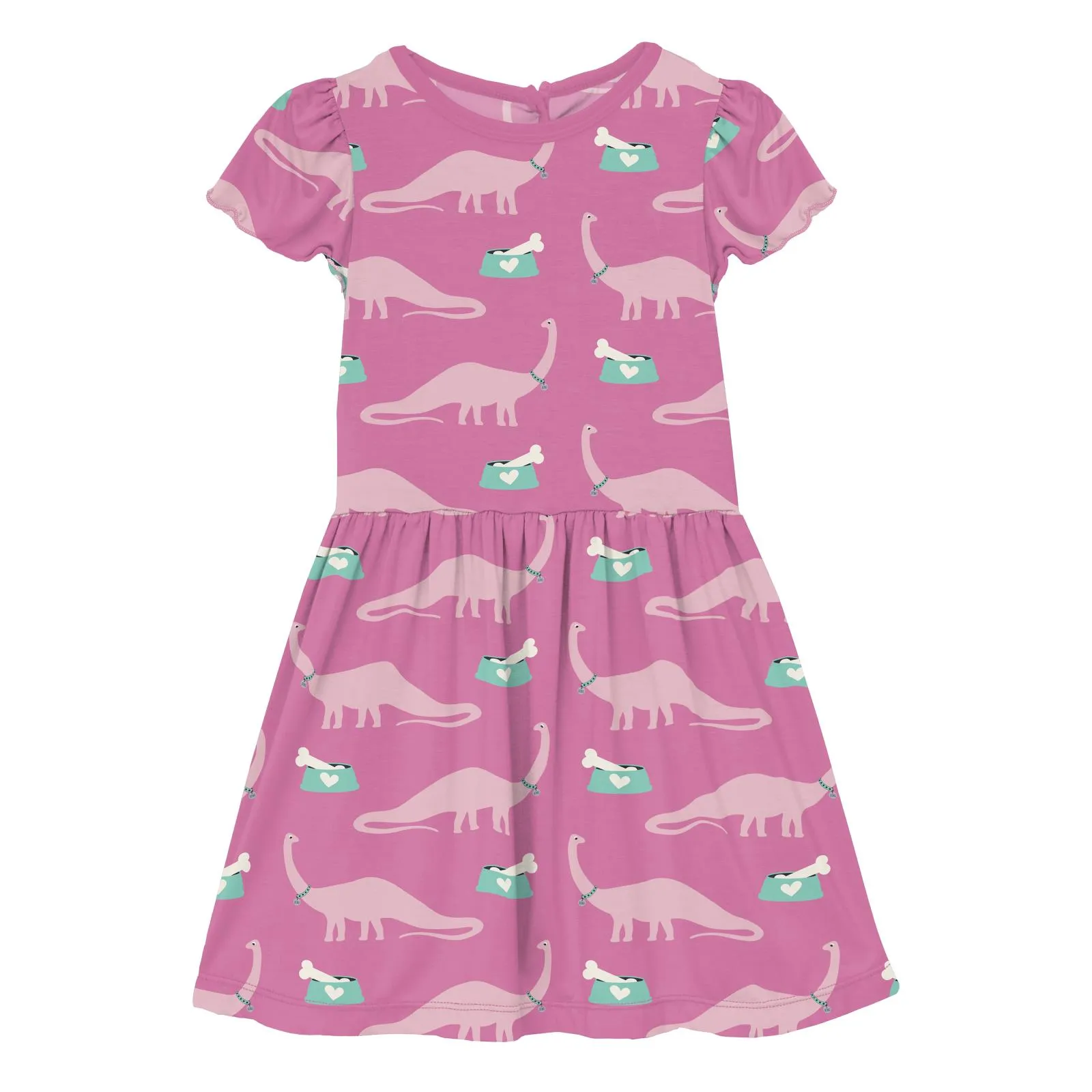 Kickee Pants Tulip Pet Dino Print Flutter Sleeve Twirl Dress with Pockets