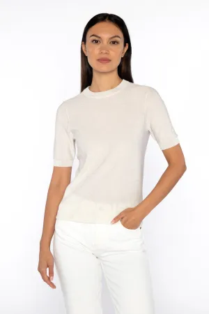 Kinross Sequin Short Sleeve Crew in Ivory